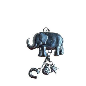 Silvertone Elephant Pendant Dangling Star Horseshoe Ladybug Charms 2.5 inches